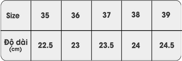 ตารางเลือกไซส์ รองเท้าส้นสูง DILY ปลายเหลี่ยมตกแต่งอะไหล่โลหะสุดหรู สูง 5 ซม. รุ่น AA0484
