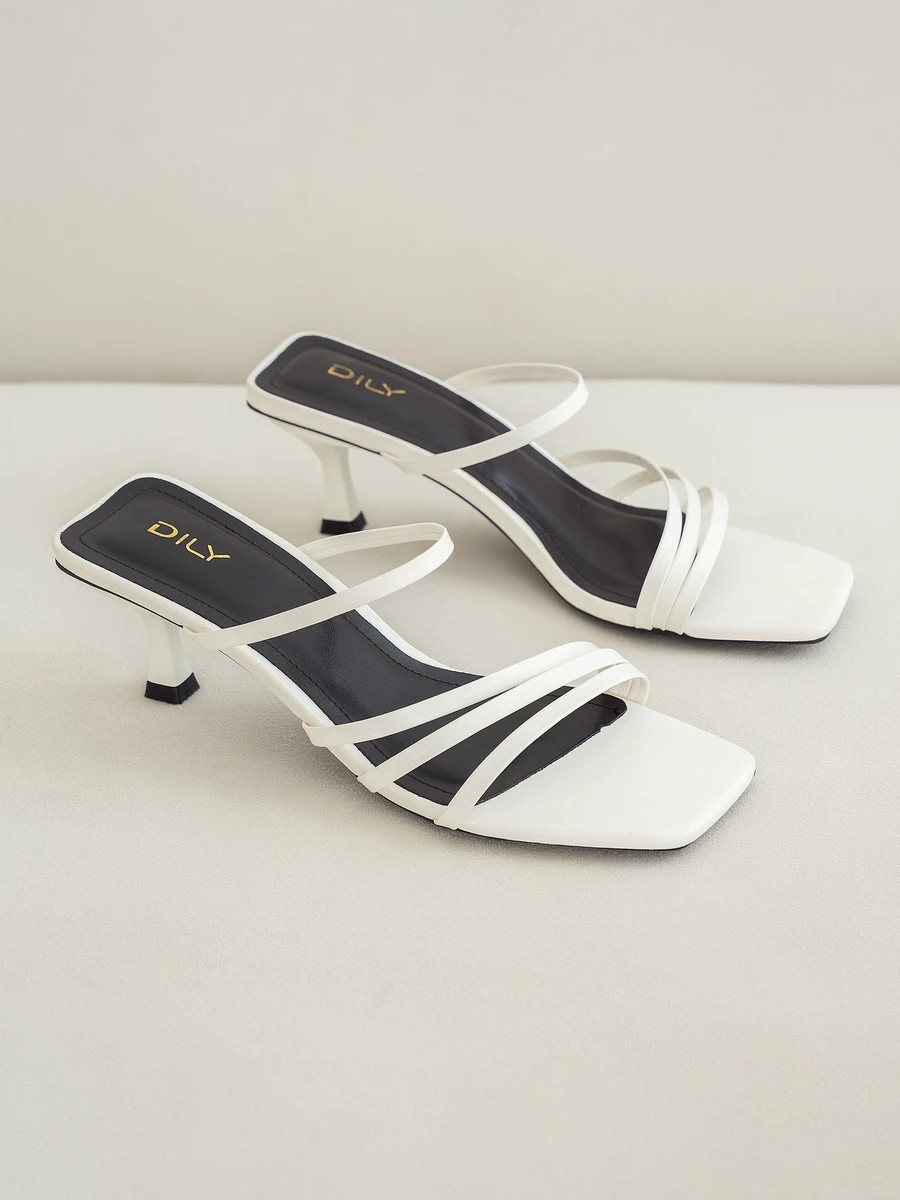รองเท้าเปิดส้นส้นสูง DL0578 White-Cream