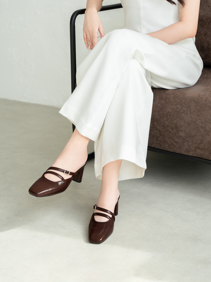 รองเท้ามิวล์ส้นสูง DL0634 Brown