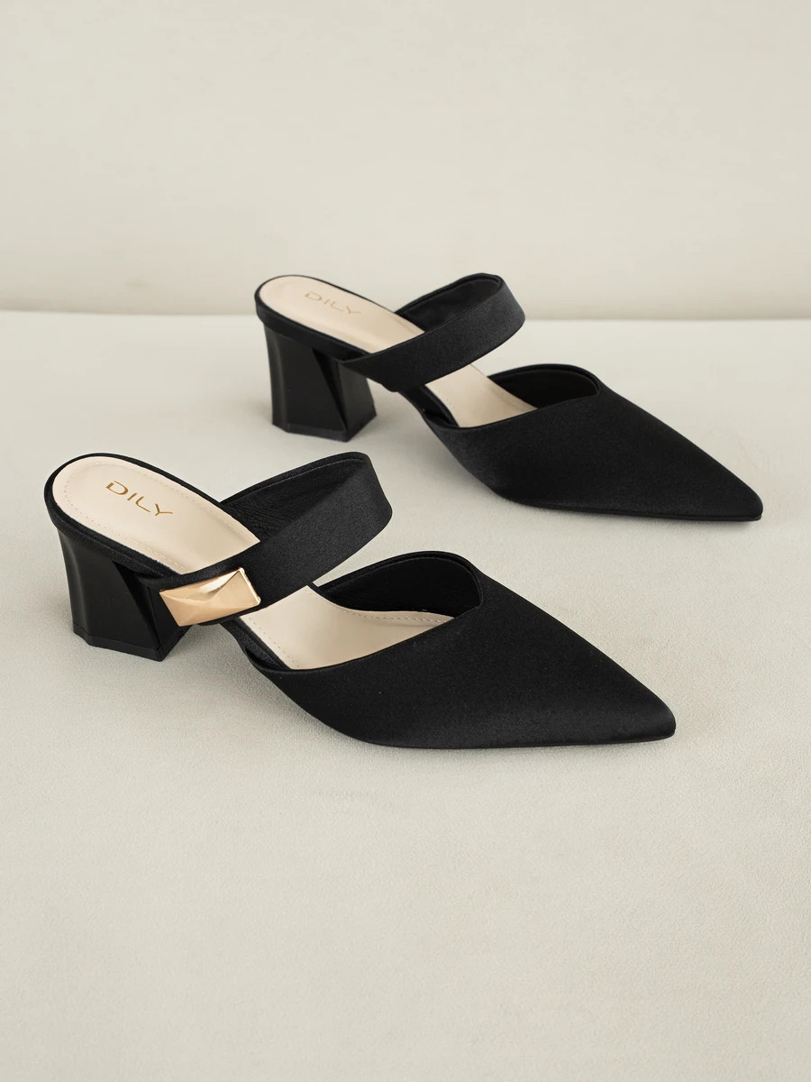 รองเท้าเปิดส้นส้นสูง DL0574 Black