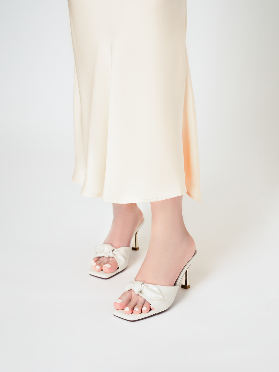 รองเท้าเปิดส้นส้นสูง DL0670 White-Cream
