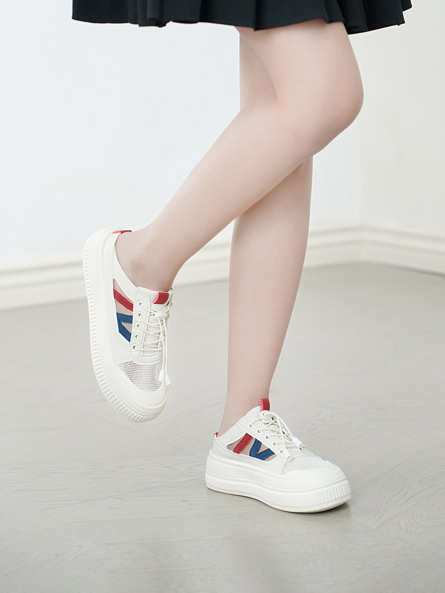 รองเท้าผ้าใบ DILY ดีไซน์แบบมิวล์ ใส่ง่าย พื้นสูง 5 ซม. เสริมรูปร่าง รุ่น AG0178