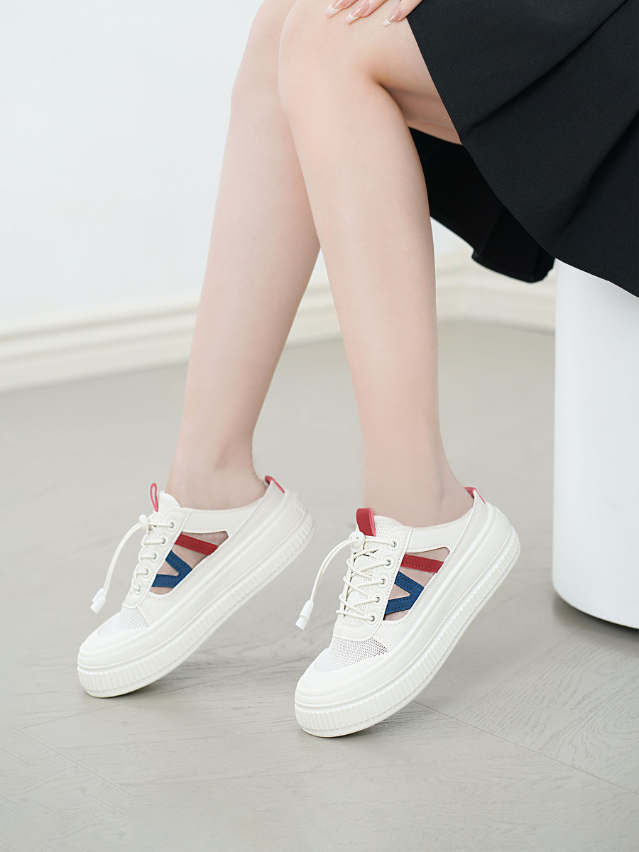 รองเท้าผ้าใบ DILY ดีไซน์แบบมิวล์ ใส่ง่าย พื้นสูง 5 ซม. เสริมรูปร่าง รุ่น AG0178
