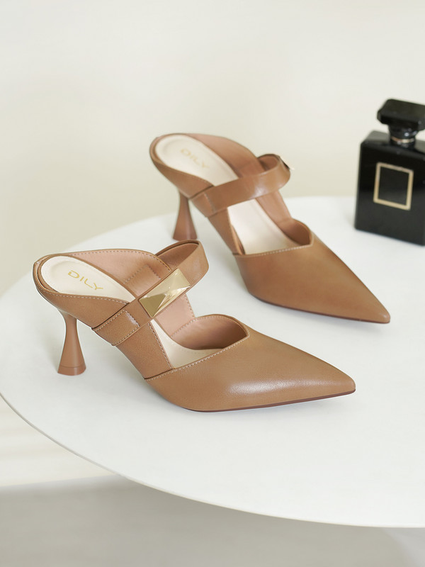 รองเท้ามิวล์ส้นสูง DL0589