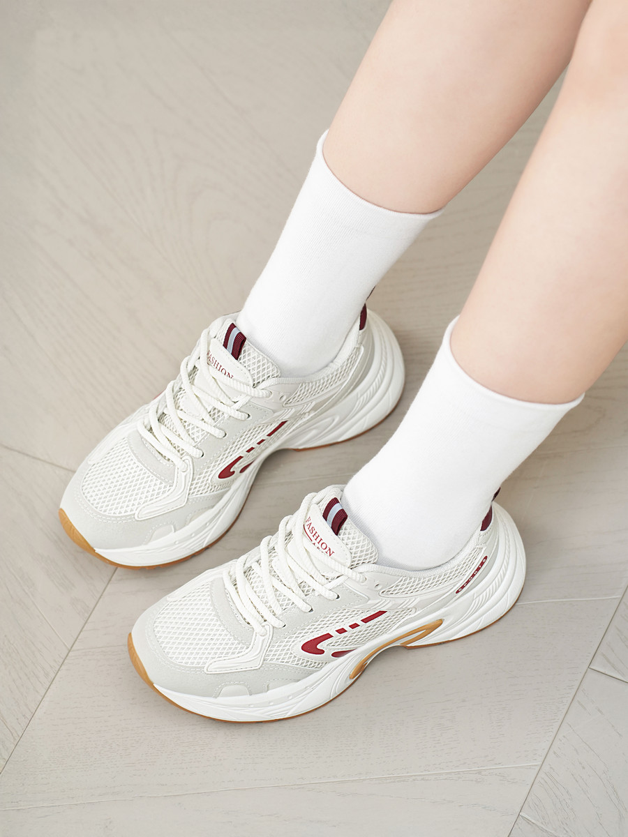 รองเท้าผ้าใบ DILY สีตัดกัน สไตล์วัยรุ่น ทรงชังกี้สุดคูล สูง 5 ซม. รุ่น AG0169