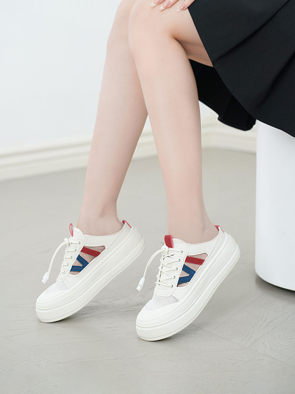 รองเท้าผ้าใบ DILY ดีไซน์แบบมิวล์ ใส่ง่าย พื้นสูง 5 ซม. เสริมรูปร่าง รุ่น AG0178