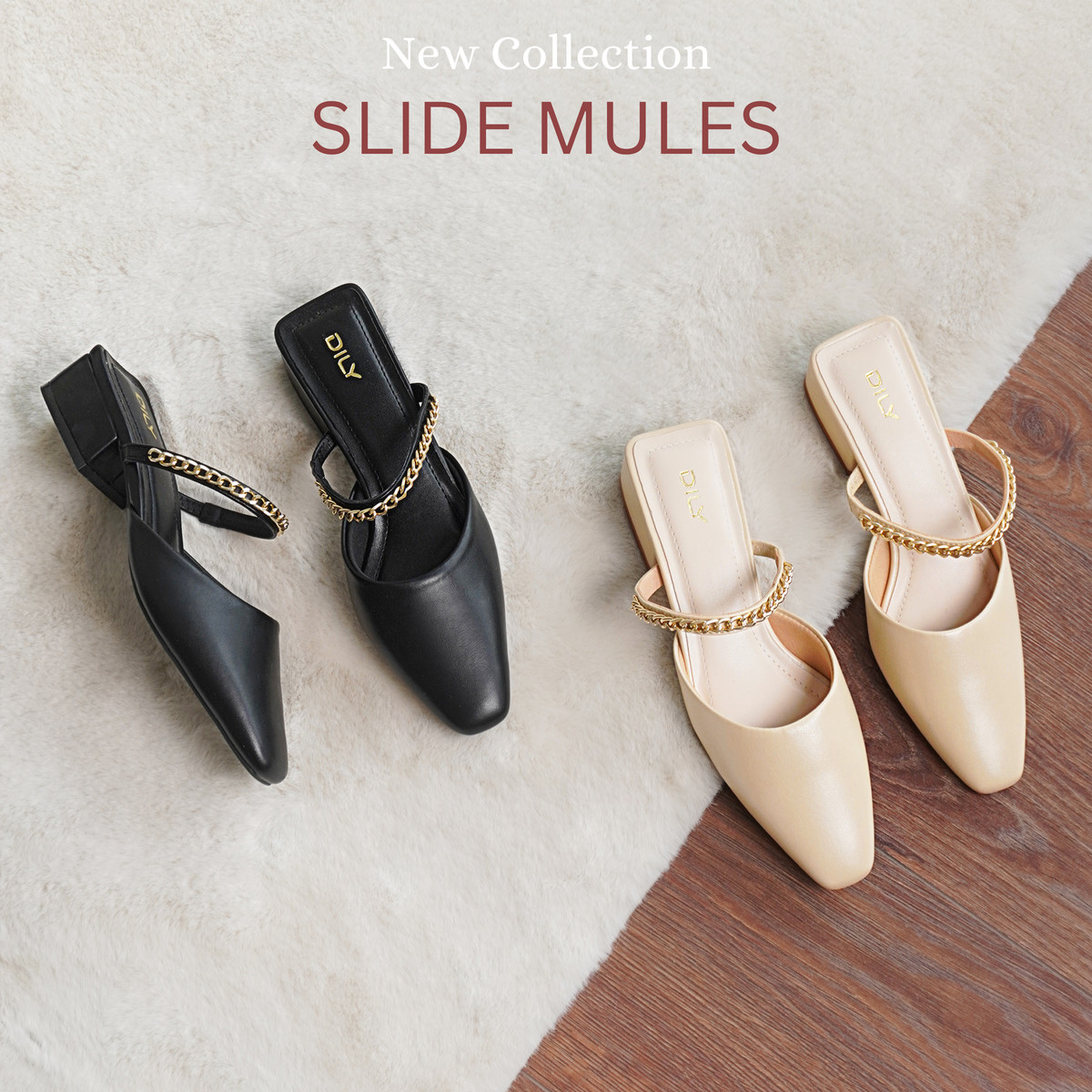 รองเท้ามิวล์ส้นสูง DL0539